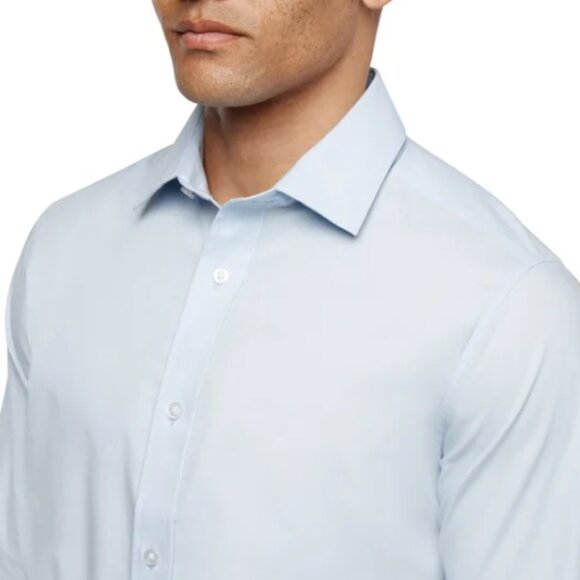 Banana Republic Men's Stretch Poplin Dress Shirt Slim Fit Blue Size L - Picture 2 of 15